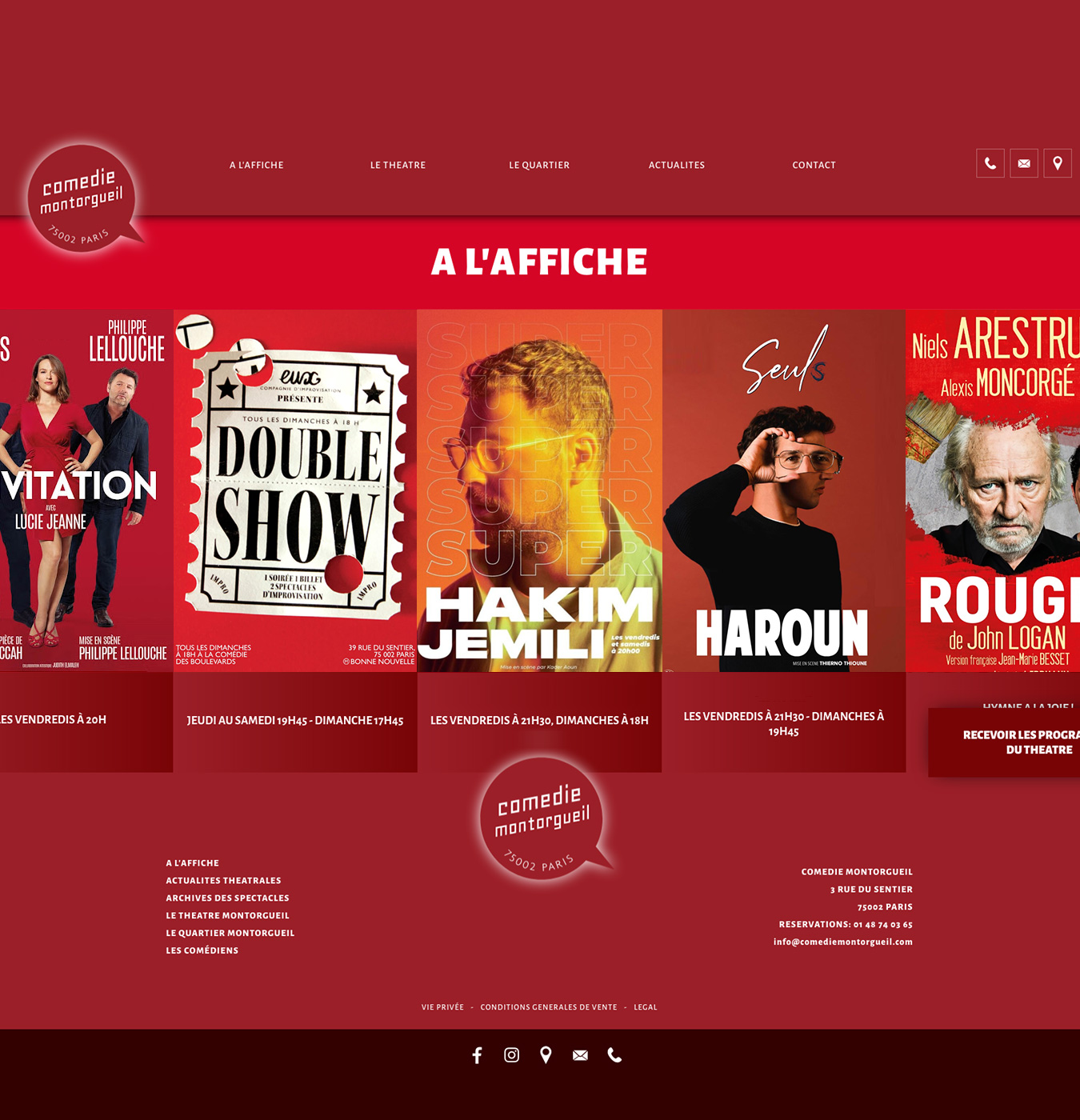 The Comédie Montorgueil website by Hypnoluxo web agency